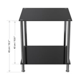 Avf 45Cm X 45Cm 2-Tier Square Lamp Table - Black Glass & Chrome - thumbnail 6