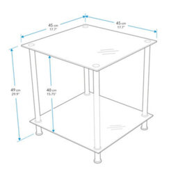 Avf 45Cm X 45Cm 2-Tier Square Lamp Table - Black Glass & Chrome - thumbnail 4