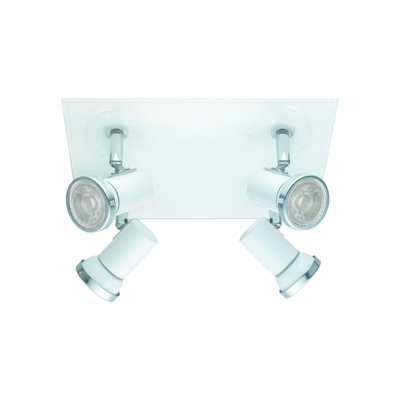 Stylish Ip44 Wall Flush Ceiling Light For Bathrooms - White Chrome With 4 Gu10 Bulbs - image 1