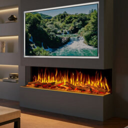Evolution Fires Advance 1500 Media Wall Electric Fire, 3-Sided Glass, Ultra Realistic Led Flame, Remote Control