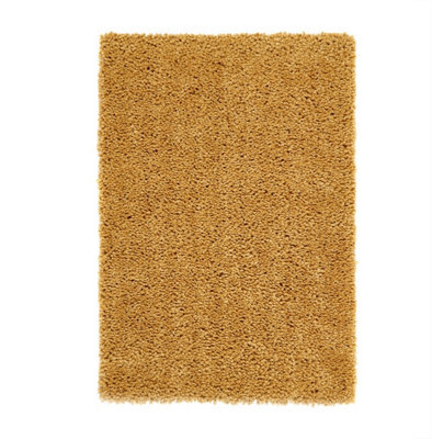 Ochre Plain Shaggy Rug, Handmade Modern Rug, Ochre Shaggy Rug For Bedroom, Living Room, & Dining Room-140Cm X 200Cm - image 1