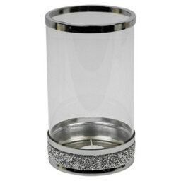 Urbn-Living Urbnliving 21Cm Hestia Clear Glass Candle Tealight Pillar Holder Diamante Base Home Décor - thumbnail 5