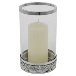 Urbn-Living Urbnliving 21Cm Hestia Clear Glass Candle Tealight Pillar Holder Diamante Base Home Décor - thumbnail 4