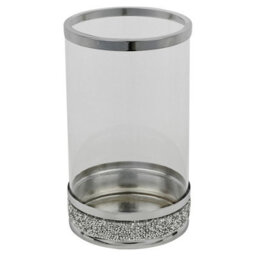 Urbn-Living Urbnliving 21Cm Hestia Clear Glass Candle Tealight Pillar Holder Diamante Base Home Décor - thumbnail 6