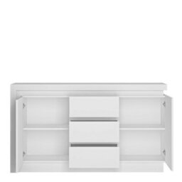 Wyld Haus Hjorring White Gloss Sideboard 2 Door 3 Drawer With Led Lighting - thumbnail 3