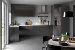 Kitchen Kit Graphite Gloss J-Pull Door Belfast Sink Base Unit Cabinet Handleless Flatpack - 600X455mm - thumbnail 2