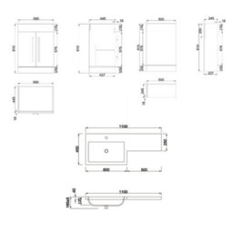 Rinse Bathrooms 1100mm Lh Basin L Shape Matte Blue Vanity Sink Unit Cabinet Storage Furniture + Toilet + Cistern - thumbnail 7