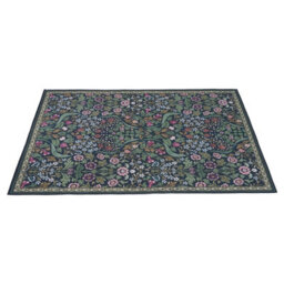 Living And Home Green Floral Rectangular Rug Non Slip Backing Machine Washable Polyester Floor Carpet 160X100Cm - thumbnail 4