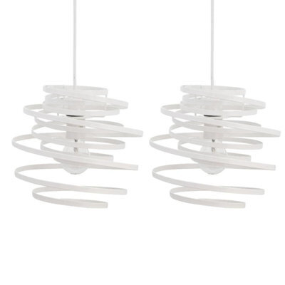 First Choice Lighting Set Of 2 White Metal Swirl Easy Fit Light Shades - image 1