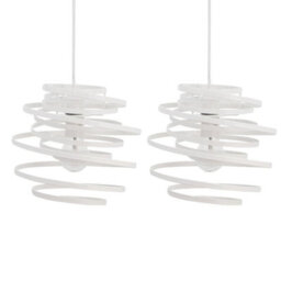 First Choice Lighting Set Of 2 White Metal Swirl Easy Fit Light Shades - thumbnail 1
