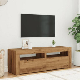 Berkfield Tv Cabinet With Led Lights Artisan Oak 120X35X40 Cm Engineered Wood - thumbnail 4