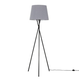 Valuelights Camden Black Tripod Floor Lamp With Grey Tapered Shade - thumbnail 3