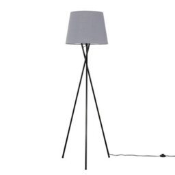 Valuelights Camden Black Tripod Floor Lamp With Grey Tapered Shade - thumbnail 1
