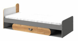 Arte Carini Stylish Single Bed With Storage In Grey, White & Oak Nash - W1980mm X H700mm X D840mm - thumbnail 1