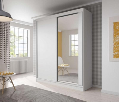 Arte Bella 03 Sliding Door Wardrobe 1830mm White Matt With Mirrored Door - Modern Storage Solution For Stylish Homes - image 1