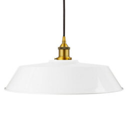 White Large Chancery Painted Dome Pendant Light With Antique Gold Lamp Holder And Black Round Cable - Se Home - thumbnail 1