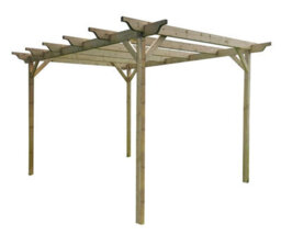 Arbor Garden Solutions Sculpted Wooden Garden Pergola Kit, 3M X 3M (Natural Finish)