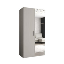 Arte Bari Ii Hinged Door Wardrobe 100Cm In Cashmere - Serene, Mirrored Storage For Refined Living - thumbnail 2