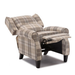 More4Homes Eaton Wing Back Fireside Check Fabric Recliner Armchair Sofa Chair Reclining Cinema (Beige) - thumbnail 4