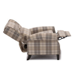 More4Homes Eaton Wing Back Fireside Check Fabric Recliner Armchair Sofa Chair Reclining Cinema (Beige) - thumbnail 5