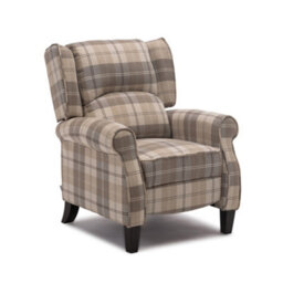 More4Homes Eaton Wing Back Fireside Check Fabric Recliner Armchair Sofa Chair Reclining Cinema (Beige) - thumbnail 2