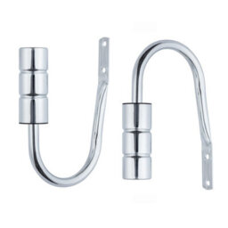A.unique Home Pair Of Plain Barrel Metal Holdbacks With Fittings - Nickel - thumbnail 4