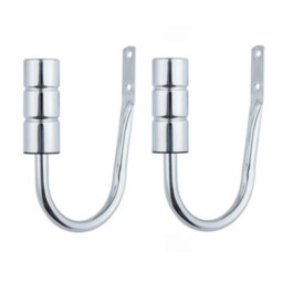 A.unique Home Pair Of Plain Barrel Metal Holdbacks With Fittings - Nickel - thumbnail 3