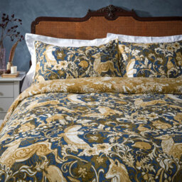 Paoletti Harewood Animal 100% Cotton Duvet Cover Set, Double, Blue - thumbnail 2