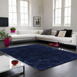 Navy Wool Handmade Luxurious Modern Geometric Rug Easy To Clean Living Room And Bedroom-200Cm X 290Cm - thumbnail 1