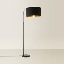 Valuelights Designer Style Black Curved Stem Floor Lamp With Black/gold Drum Shade - Includes 6W Led Gls Bulb 3000K Warm White - thumbnail 6