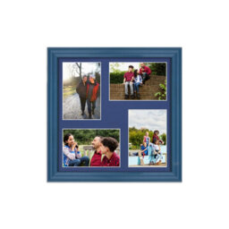 AK Frames 12X12 Navy Blue Classic Multi Photo Frame With Blue Mount - Holds 4 Apertures (4X) 6X4 Photos - thumbnail 1