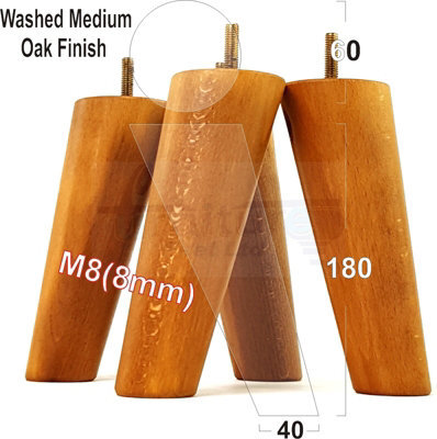 L&F Wood Legs Medium Oak Washed 180mm High Set Of 4 Replacement Angled Furniture Legs Set Of 4 Sofas Chairs Stools M8 - image 1