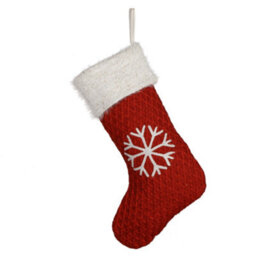 Dibor Red Sweater Knit Snowflake Xmas Gift Decoration Christmas Stocking For Kids - thumbnail 2