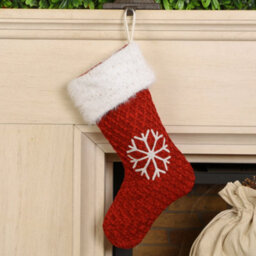 Dibor Red Sweater Knit Snowflake Xmas Gift Decoration Christmas Stocking For Kids - thumbnail 1