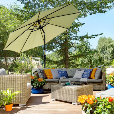 Outsunny 3(M) Patio Umbrella Outdoor Sunshade Canopy W/ Tilt & Crank Beige - image 1
