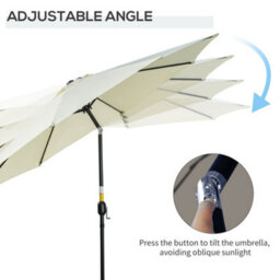 Outsunny 3(M) Patio Umbrella Outdoor Sunshade Canopy W/ Tilt & Crank Beige - thumbnail 4