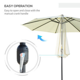 Outsunny 3(M) Patio Umbrella Outdoor Sunshade Canopy W/ Tilt & Crank Beige - thumbnail 5