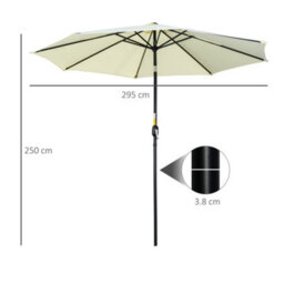 Outsunny 3(M) Patio Umbrella Outdoor Sunshade Canopy W/ Tilt & Crank Beige - thumbnail 3