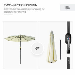 Outsunny 3(M) Patio Umbrella Outdoor Sunshade Canopy W/ Tilt & Crank Beige - thumbnail 6