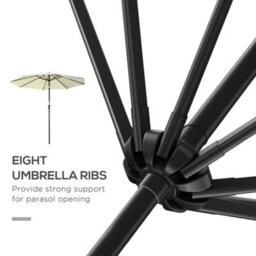 Outsunny 3(M) Patio Umbrella Outdoor Sunshade Canopy W/ Tilt & Crank Beige - thumbnail 7