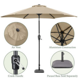 Christow 2.7M Crank And Tilt Parasol With Uv Protection - thumbnail 6