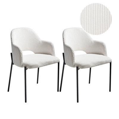 Beliani Set Of 2 Dining Chairs Raton Corduroy Off-White - image 1
