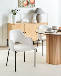 Beliani Set Of 2 Dining Chairs Raton Corduroy Off-White - thumbnail 2