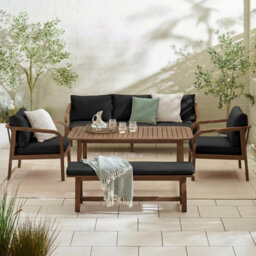 Furniturebox Lydiard 8 Seat Wooden Garden Table & Chairs,  Brown Patio Outdoor Dining Set, Garden Sofa Set, Bench,table & Chairs - thumbnail 6