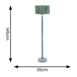 Valuelights Bobbins Powder Blue Floor Lamp With Ruched Pleated Green Drum Shade And Led Bulb - thumbnail 4