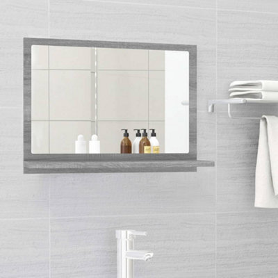Walplus Bathroom Mirror Grey Sonoma 60X10.5X37 Cm Engineered Wood - image 1