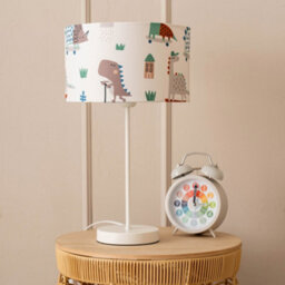 Valuelights Charles White Table Lamp With Cartoon Dino Print Shade - thumbnail 3