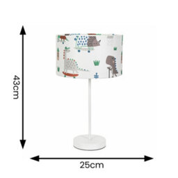 Valuelights Charles White Table Lamp With Cartoon Dino Print Shade - thumbnail 4