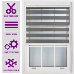 Furnished Made To Measure Day And Night Roller Blinds - Dark Grey Striped Shades For Windows And Doors (W)60Cm (L)210Cm