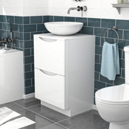 Nes Home White 500mm Freestanding Bathroom Vanity Unit With Round Ceramic Basin - thumbnail 2